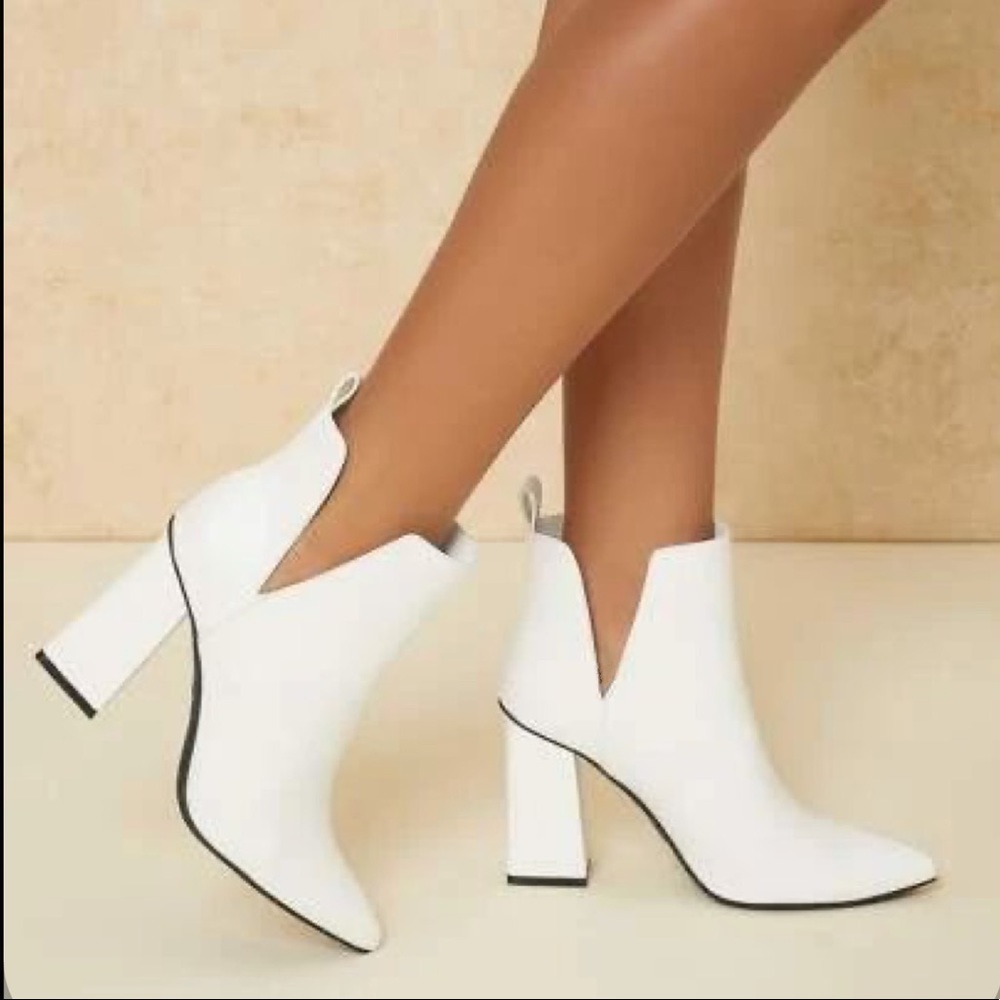 White V Side Cut Out Booties - Picture 4 of 9